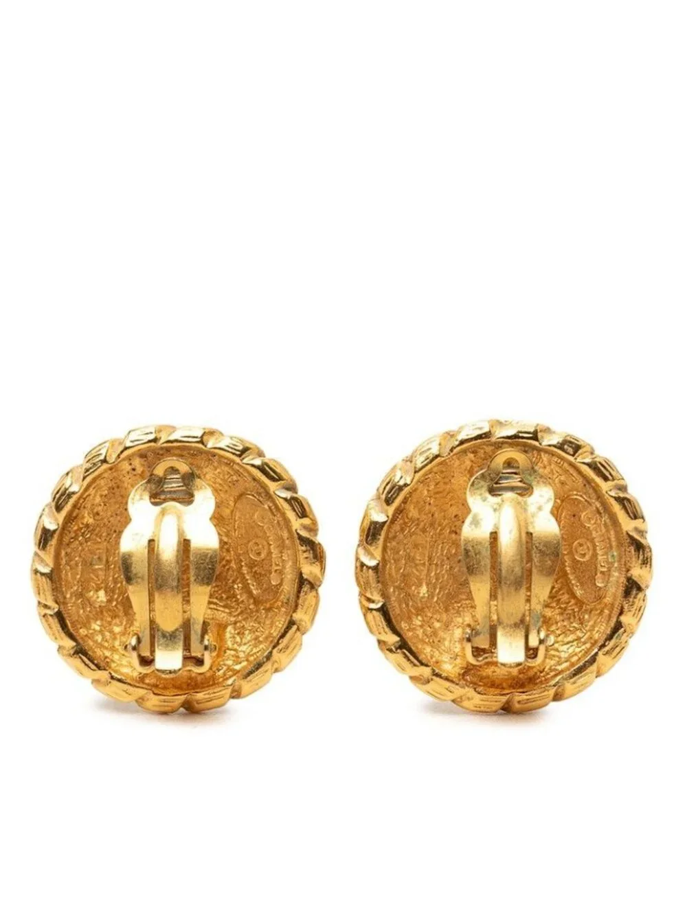 Chanel Vintage CC Logo Earrings Gold Plated